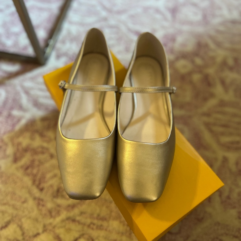 Gold Mary Jane Flats